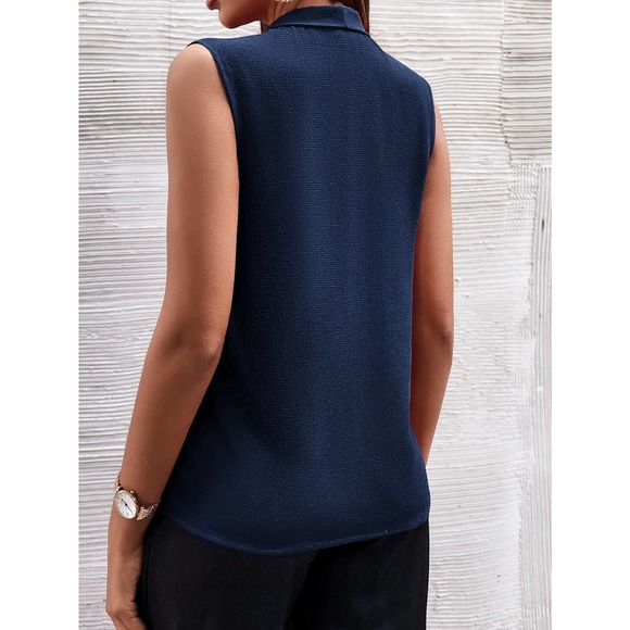 Sleeveless Press Crease Blouse Minimalist Business Casual navy blue - Picture 2 of 11